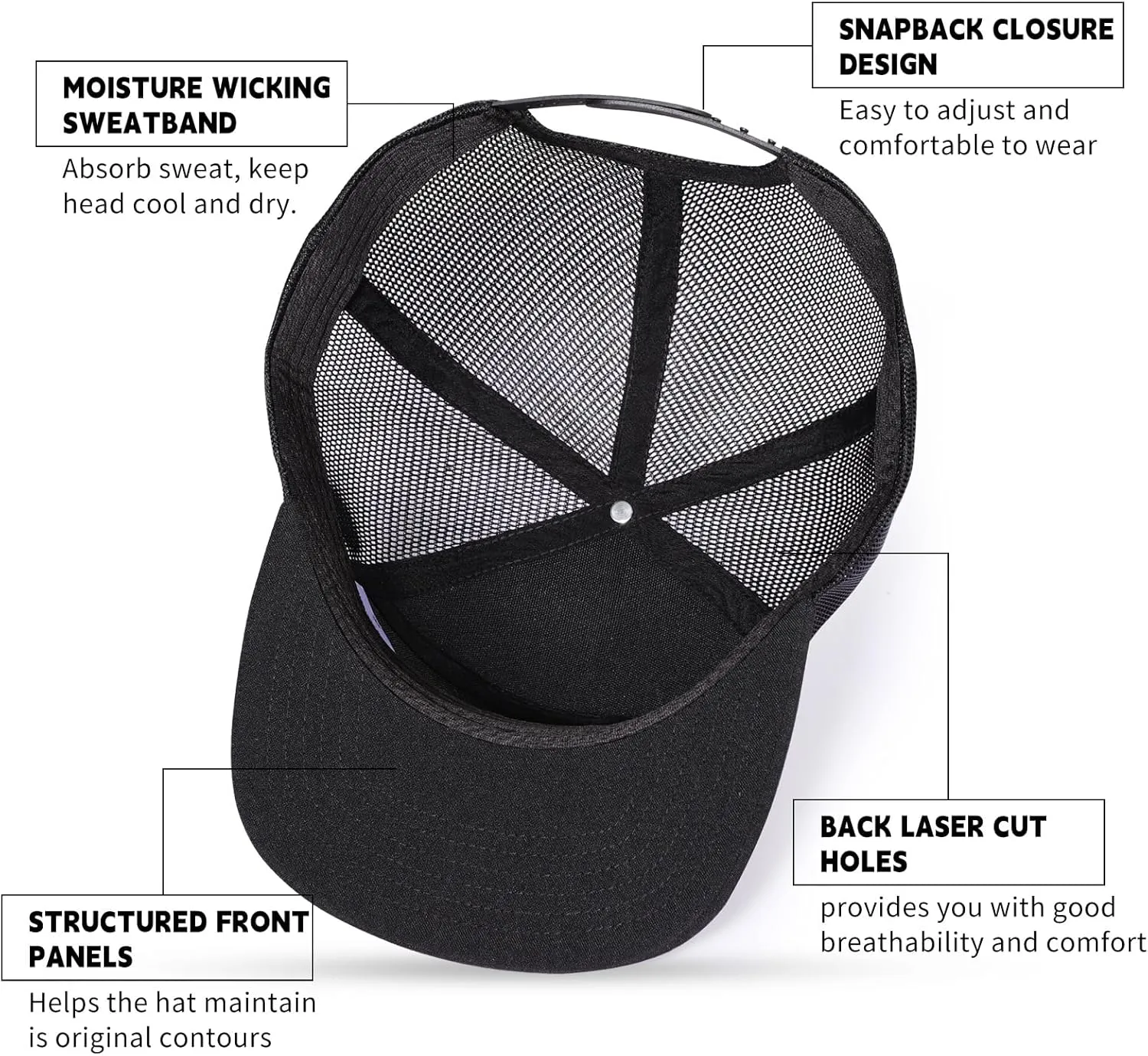 Oversize XXL Blank Flatbill Mesh Snapback Cap for Big Head 23.6"-25.6" Extra Large 6 Panel Camper Style Hat Baseball Cap