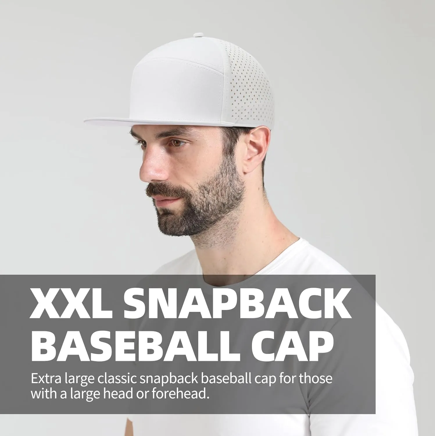 Oversize XXL Blank Flatbill Mesh Snapback Cap for Big Head 23.6"-25.6" Extra Large 6 Panel Camper Style Hat Baseball Cap