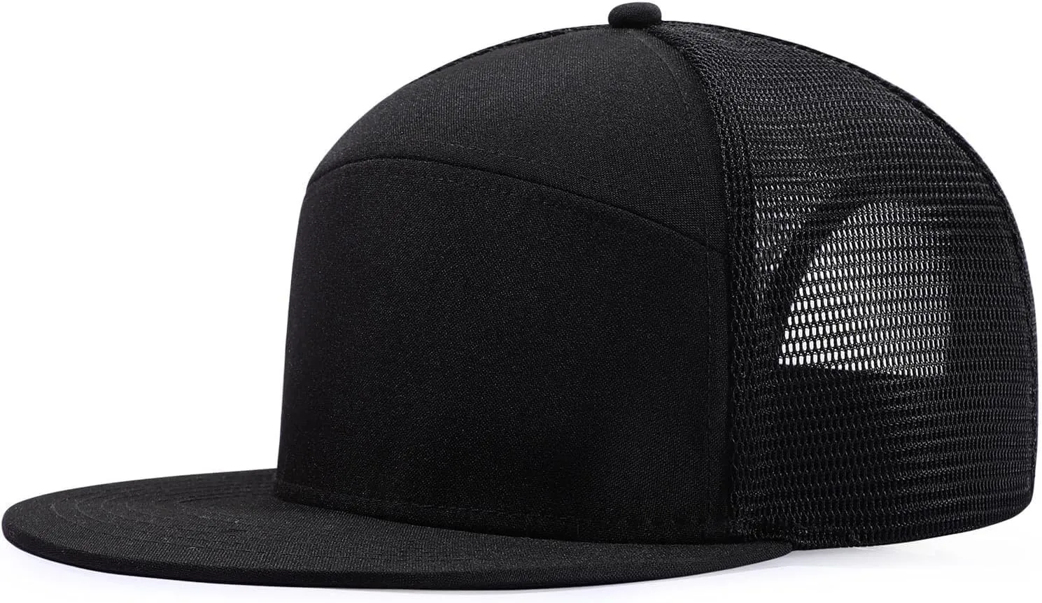 Oversize XXL Blank Flatbill Mesh Snapback Cap for Big Head 23.6"-25.6" Extra Large 6 Panel Camper Style Hat Baseball Cap