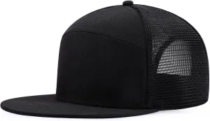 Oversize XXL Blank Flatbill Mesh Snapback Cap for Big Head 23.6"-25.6" Extra Large 6 Panel Camper Style Hat Baseball Cap