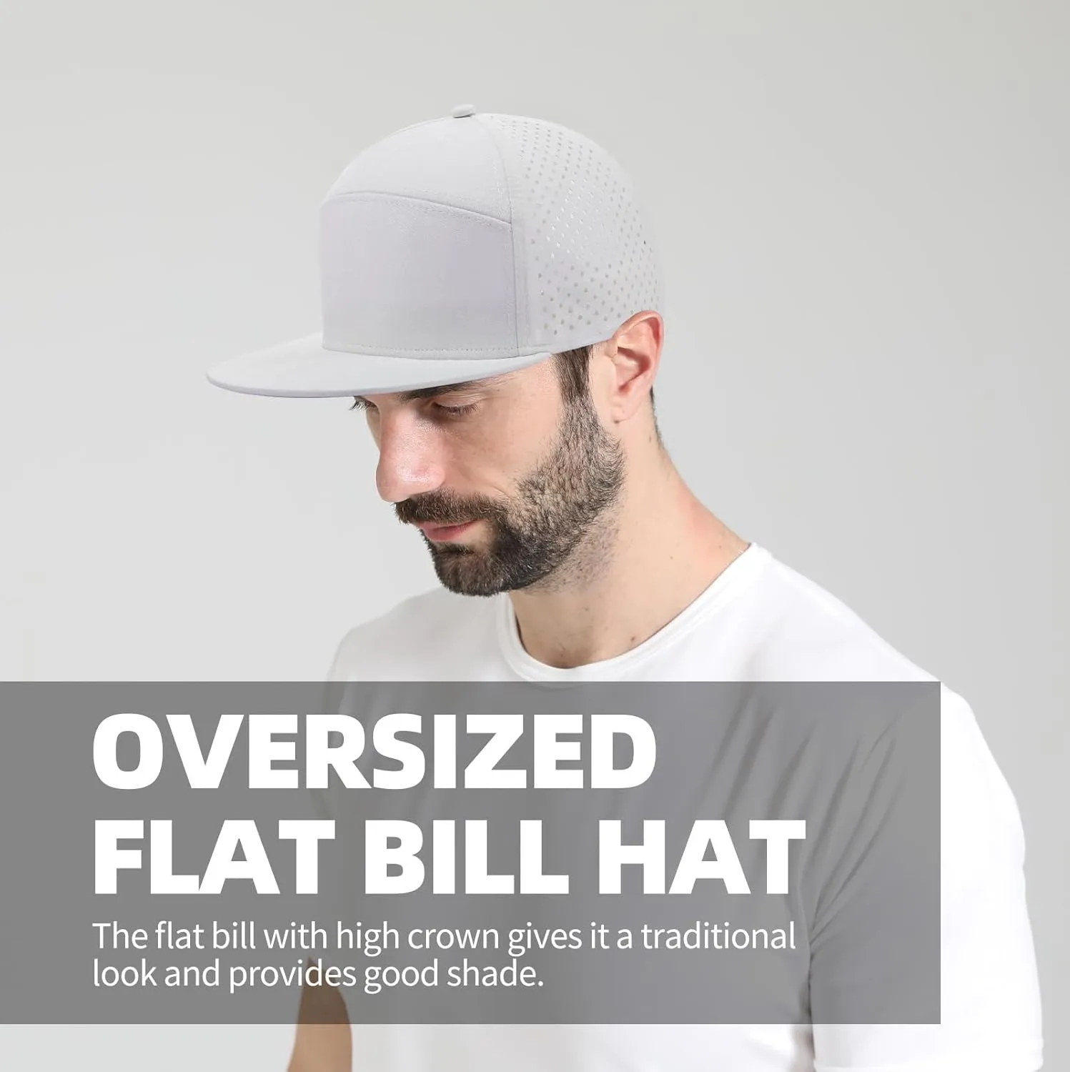Oversize XXL Blank Flatbill Mesh Snapback Cap for Big Head 23.6"-25.6" Extra Large 6 Panel Camper Style Hat Baseball Cap