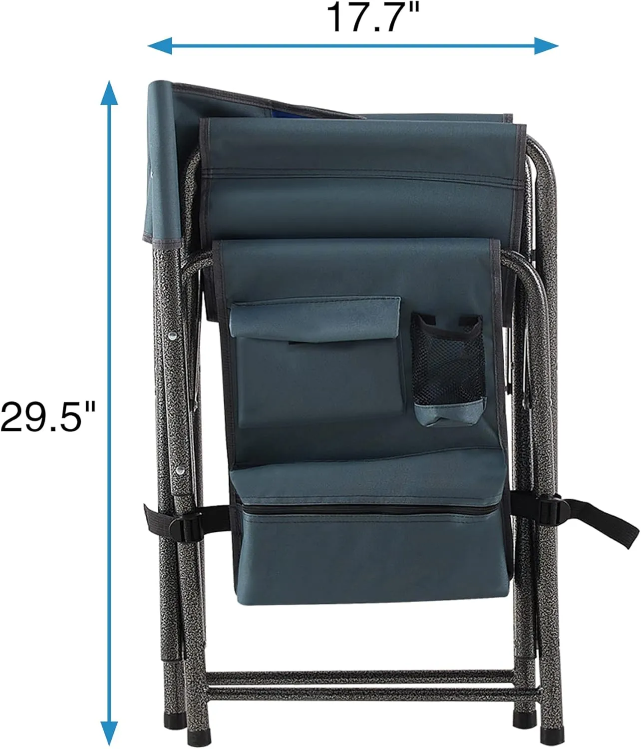 Oversized Padded Folding Chair with Side Table - 400lb Capacity Portable Directors Chair for Camping Picnics Fishing Indoor Outdoor Use Lightweight Oxford Fabric (2-Piece Blue)