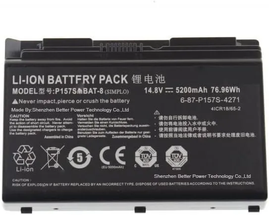 P157SMBAT-8 5200mAh Battery 6-87-P157S-4271 6-87-P157S-4272 for Clevo Hasee K780E K780G-i7 Terransforce P177 P157SM P177SM-A