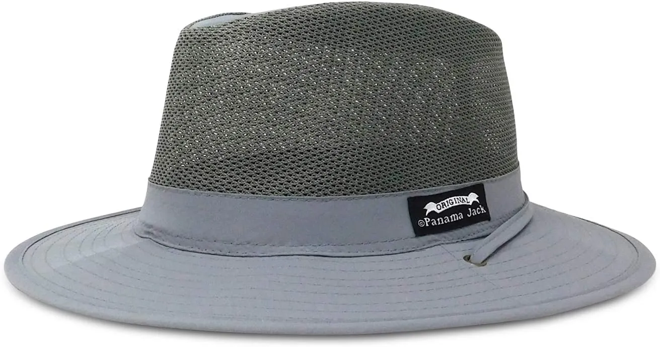 Panama Jack Nylon Mesh Safari Hat - Lightweight, UPF (SPF) 50  Sun Protection, 2 1/2" Big Brim, Chin Strap