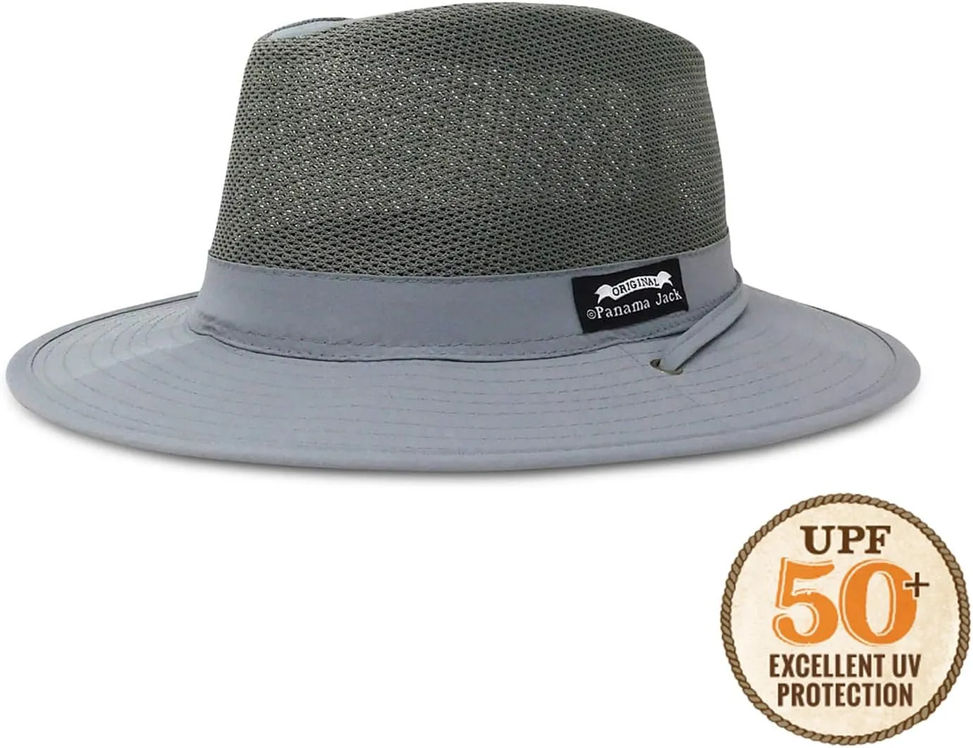 Panama Jack Nylon Mesh Safari Hat - Lightweight, UPF (SPF) 50  Sun Protection, 2 1/2" Big Brim, Chin Strap