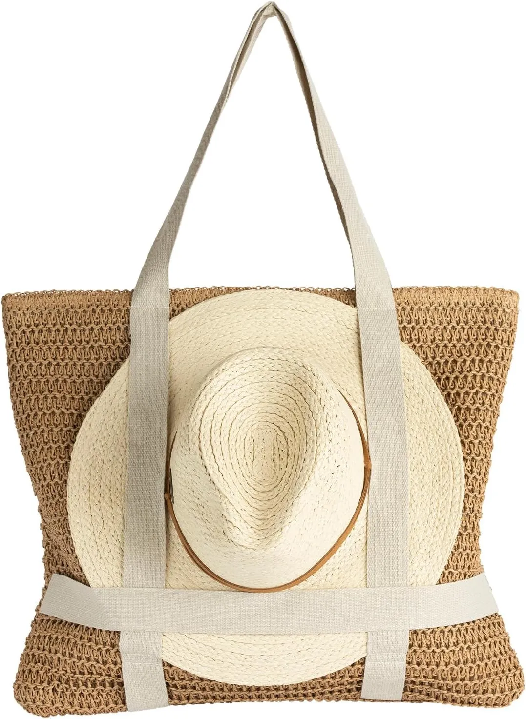 Panama Jack Women's Hat Carrying Toyo Straw Large Beach Tote Bag