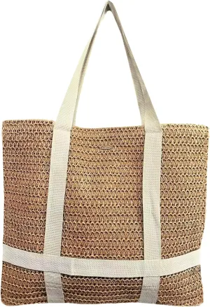 Panama Jack Women's Hat Carrying Toyo Straw Large Beach Tote Bag