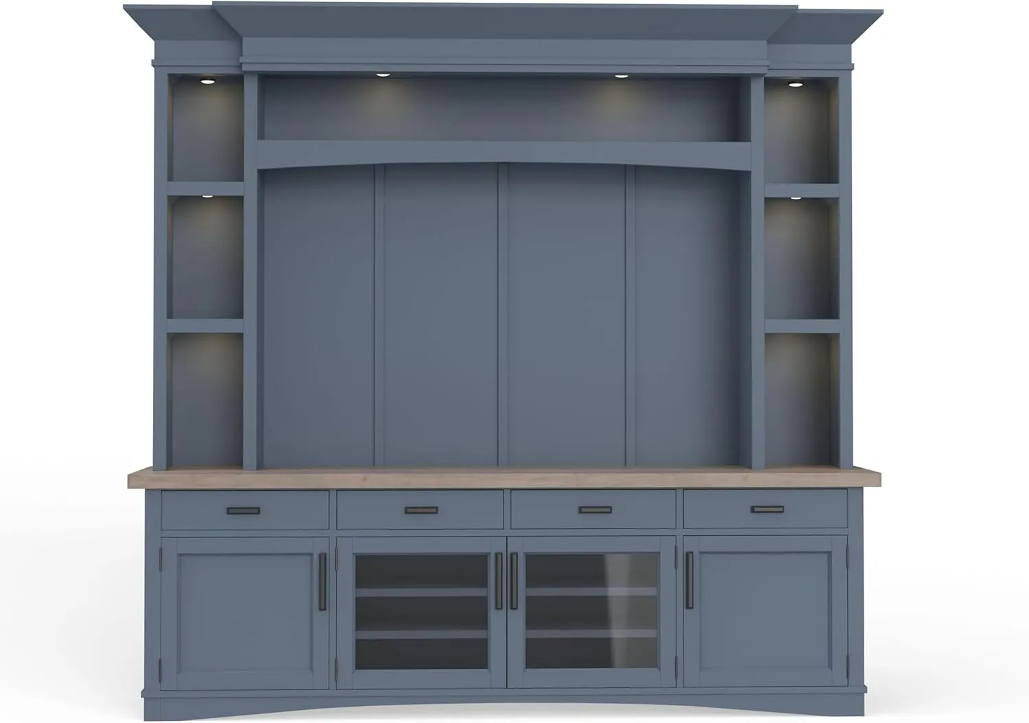 Parker House Americana Modern Wood TV Console with Hutch Back Panel in Denim