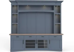Parker House Americana Modern Wood TV Console with Hutch Back Panel in Denim