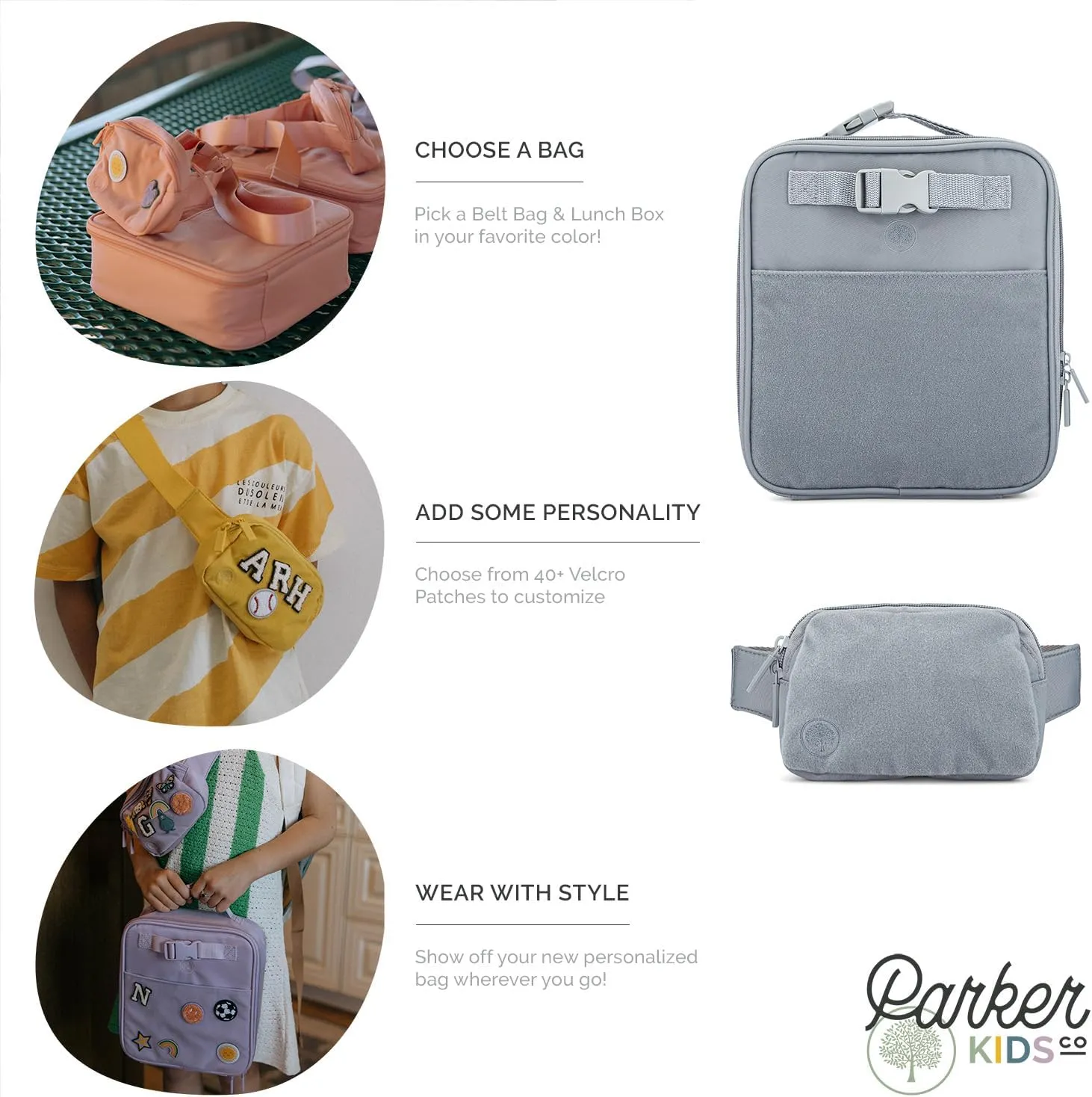 Parker Kids Belt Bag for Girls and Boys - Customizable with Hook and Loop Patches - Child Fanny Pack with Adjustable Strap - Durable Crossbody for Active Children - Sunkissed
