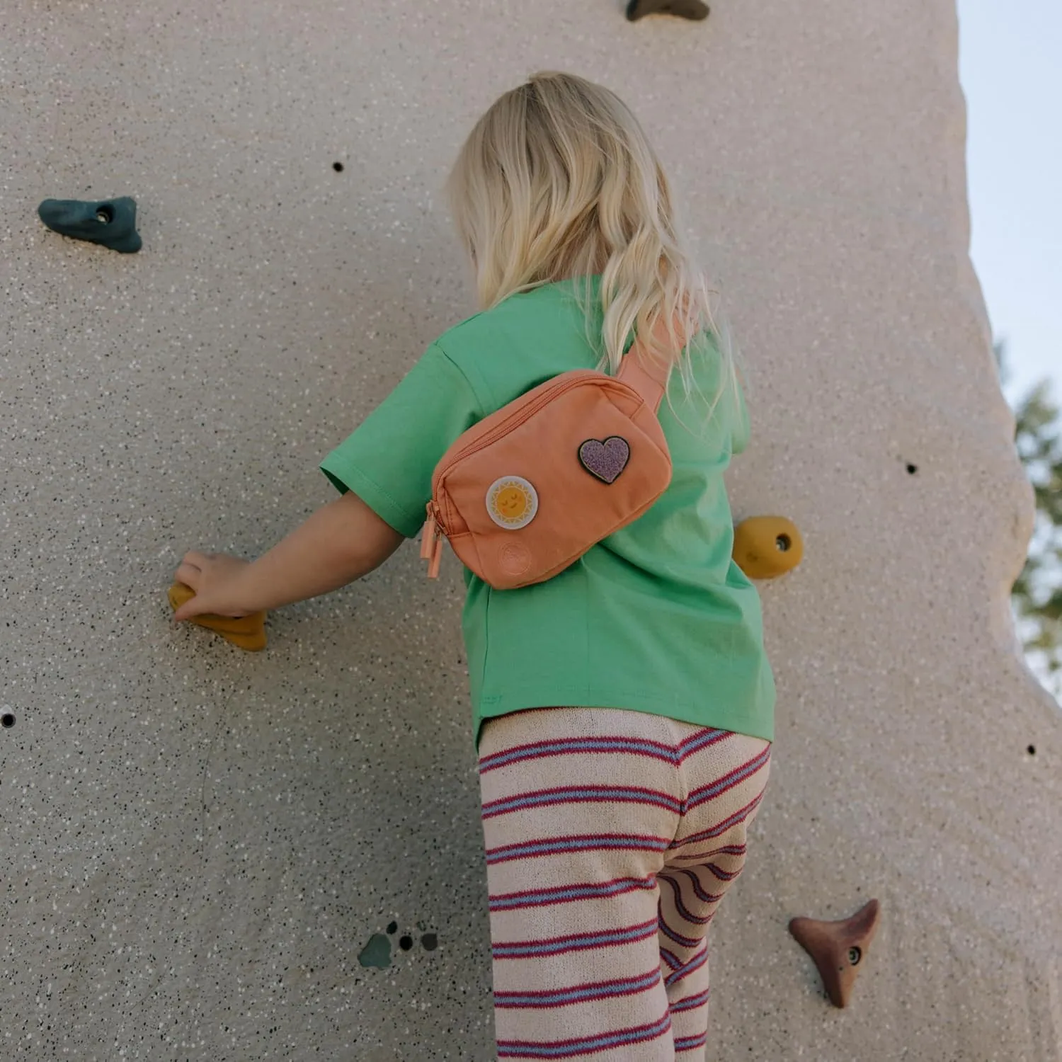 Parker Kids Belt Bag for Girls and Boys - Customizable with Hook and Loop Patches - Child Fanny Pack with Adjustable Strap - Durable Crossbody for Active Children - Sunkissed