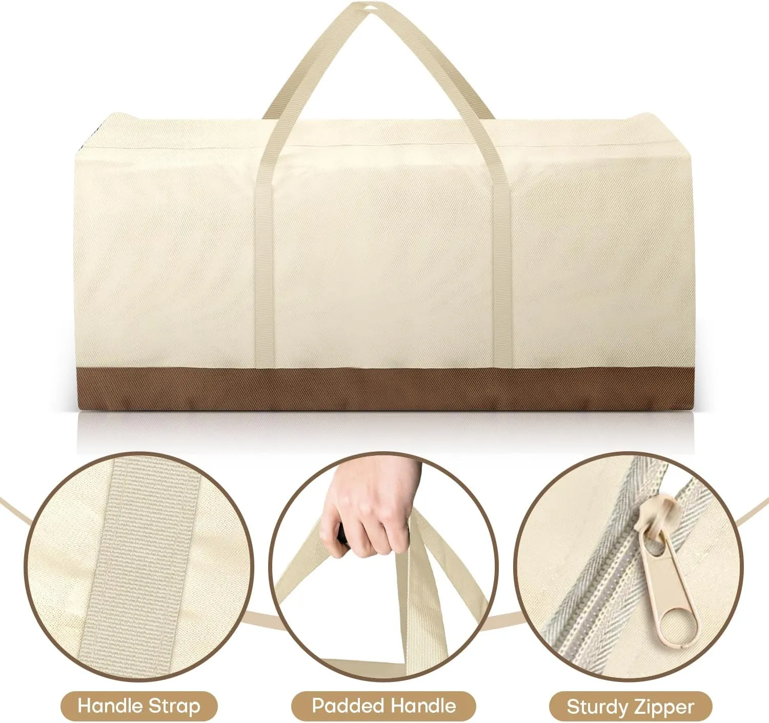 Patio Cushion Storage Bag and Cover 60 Inch Water-Resistant Large Outdoor Cushion Cover Storage Bag for Patio Furniture with Zippers and Handles
