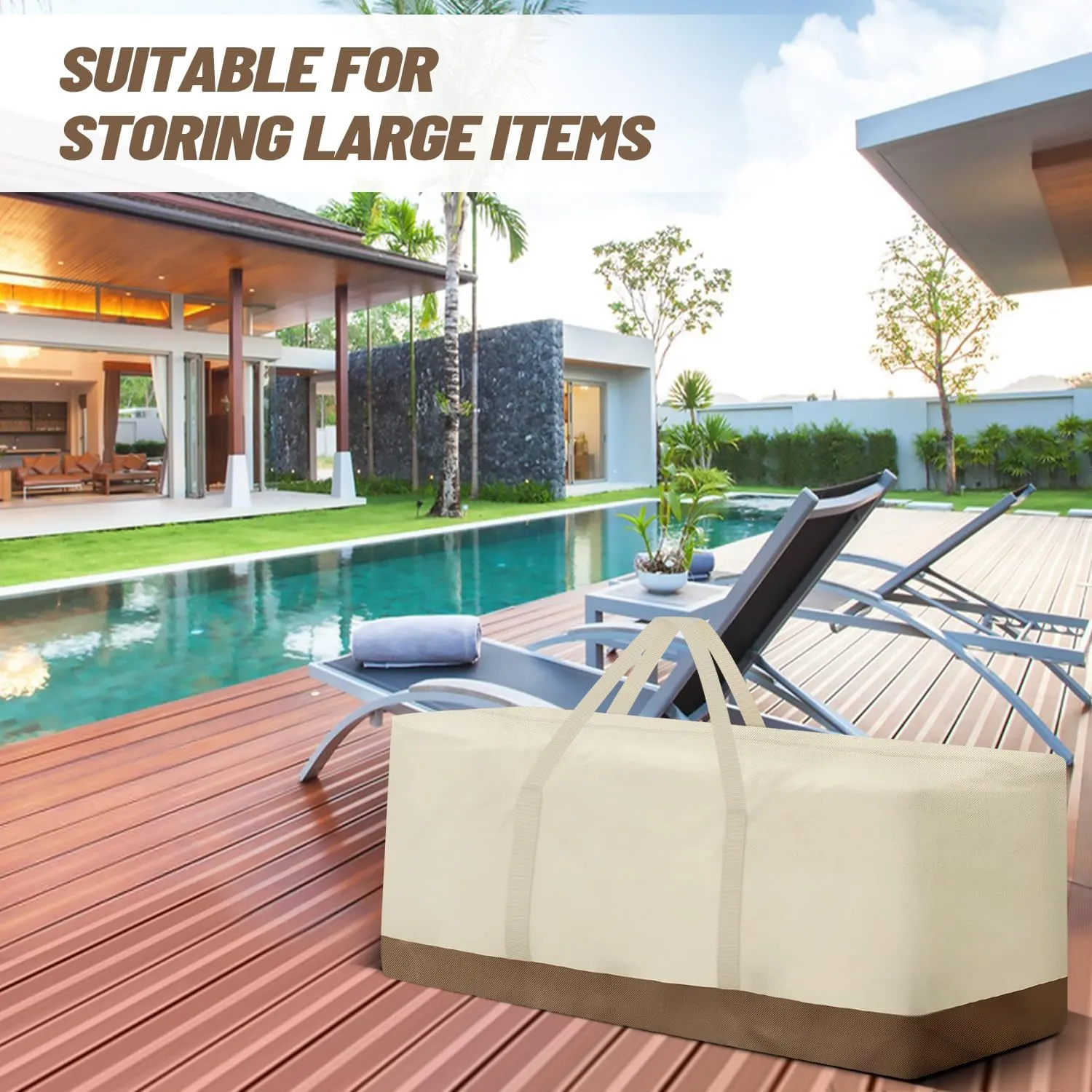 Patio Cushion Storage Bag and Cover 60 Inch Water-Resistant Large Outdoor Cushion Cover Storage Bag for Patio Furniture with Zippers and Handles
