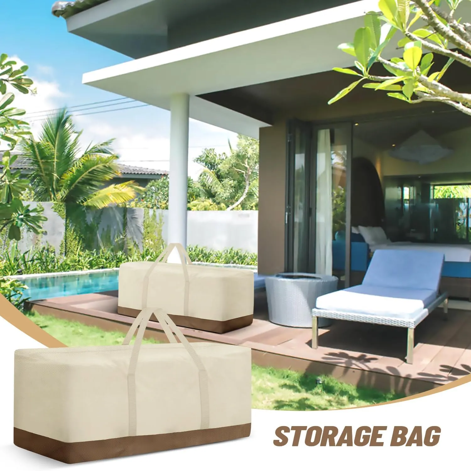 Patio Cushion Storage Bag and Cover 60 Inch Water-Resistant Large Outdoor Cushion Cover Storage Bag for Patio Furniture with Zippers and Handles