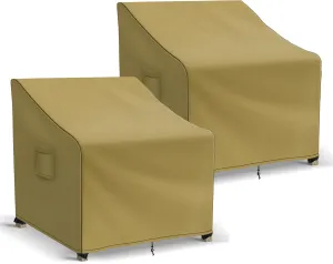 Patio Furniture Covers Waterproof for Chairs, Lawn Outdoor Chair Covers 2 Pack, Patio Chair Covers for Outdoor Furniture Fits up to 29W x 30D x 36H inches, Khaki
