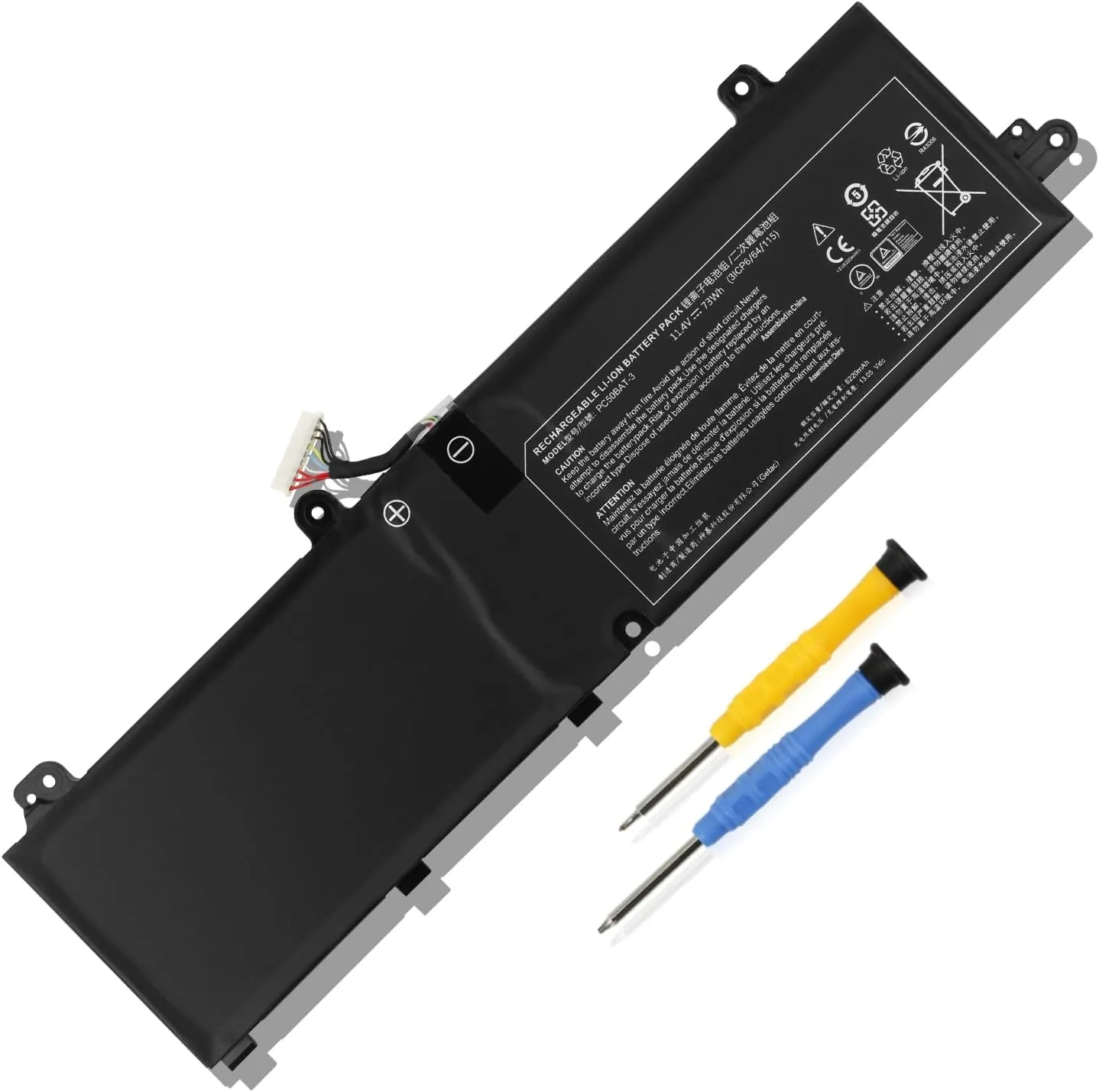PC50BAT-3 73Wh Laptop Battery Compatible with Schenker Key 15 Comet Lake Key 15 Gaming, CLEVO PC50DN2 PC50S, THUNDEROBOT 911 P1, EUROCOM RX315 NH57AF1, SYSTEM76 Oryx PRO 6 Series 3ICP6/64/115 3-Cell