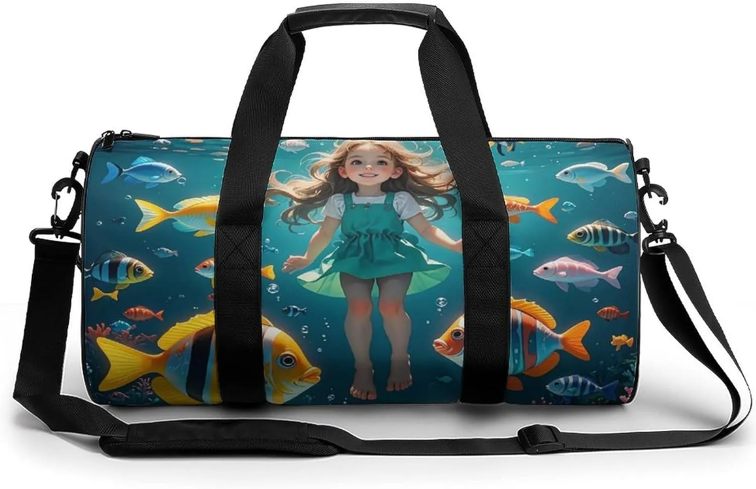 Person in The Underwater World Gym Bag Sport Gym Tote Bag Lightweight Duffle Bag Carry On Weekender Bags for Women Men
