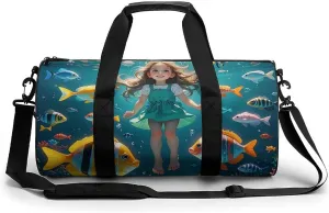 Person in The Underwater World Gym Bag Sport Gym Tote Bag Lightweight Duffle Bag Carry On Weekender Bags for Women Men