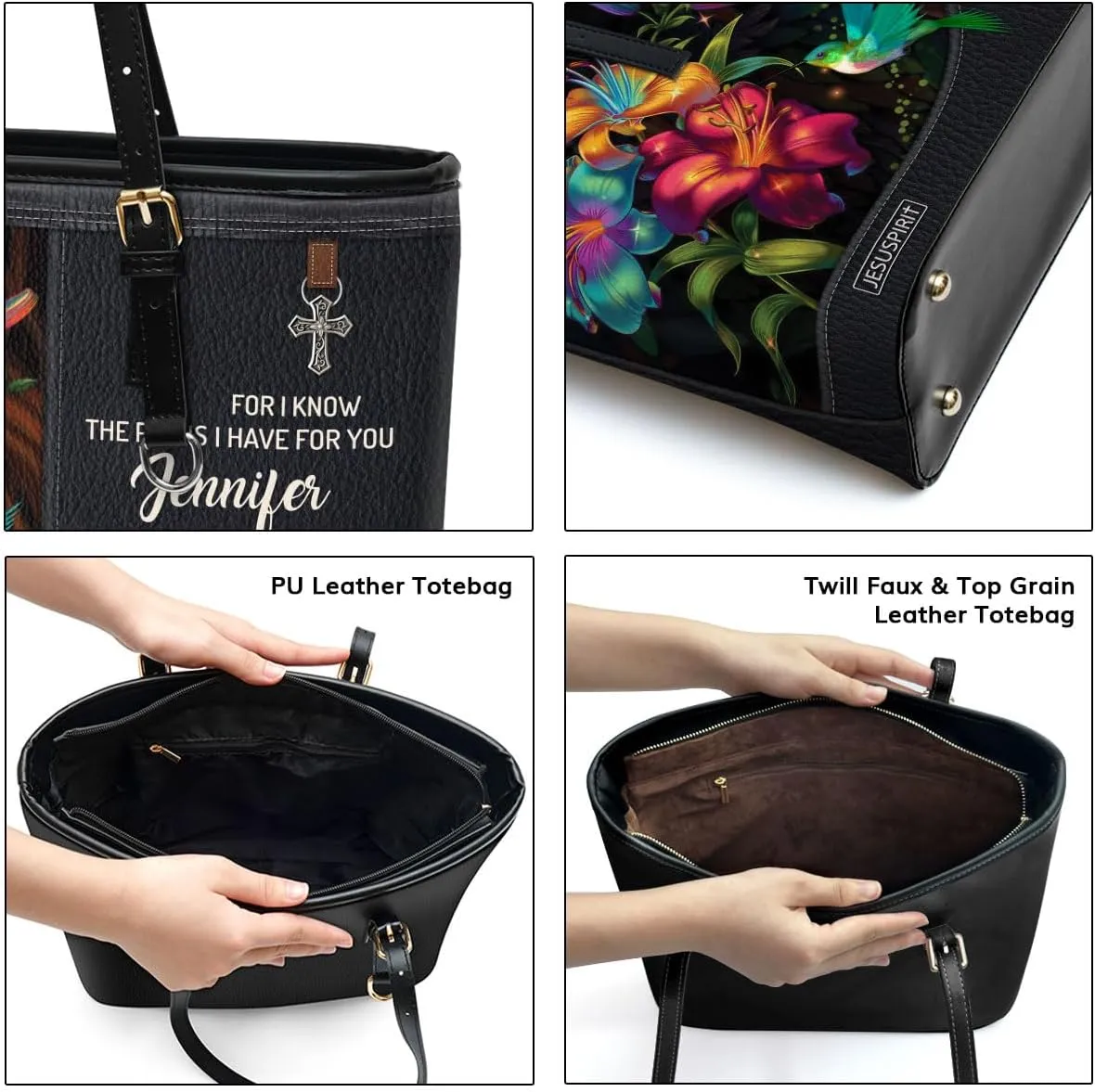 Personalized Leather Tote Bags For Women - Christmas Gifts For Women - Christian Gifts