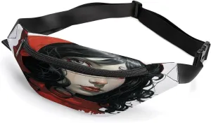 Personalized Waist Packs with Adjustable Strap,Black Hair Woman CrossBody Fanny Pack Casual Bag for Travel Sports Running Hiking