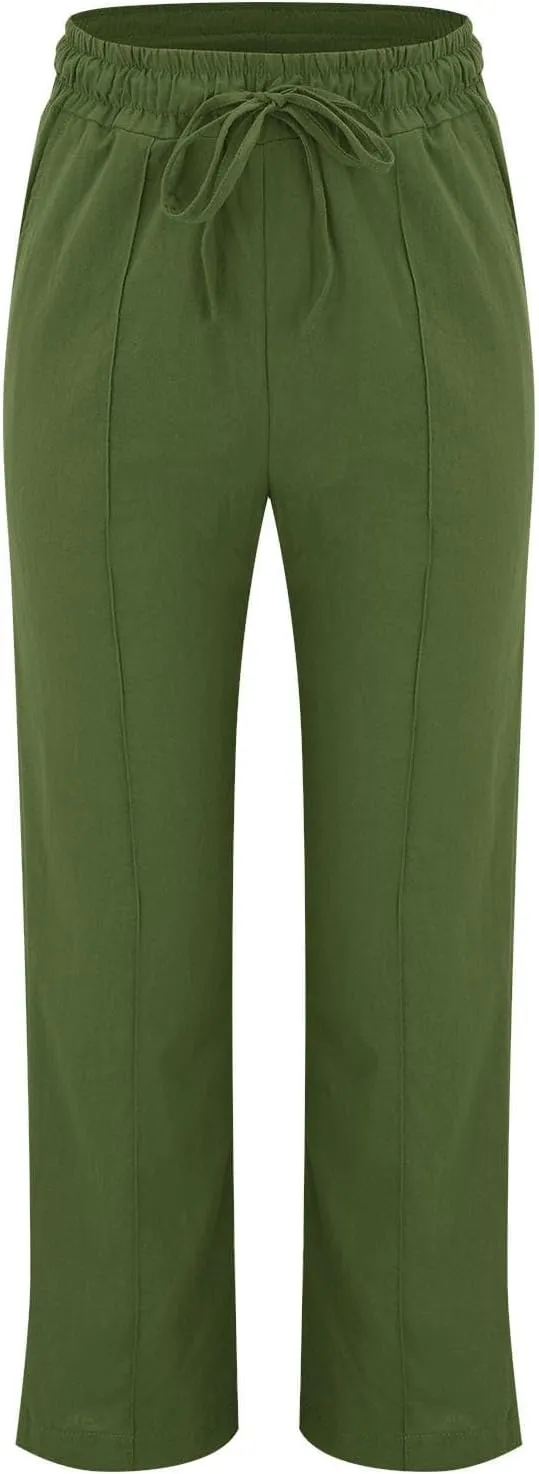 Petite Beach Pants for Women Comfortable Fit Solid Classic Friends' Gathering Big and Tall Linen Daily Outing Trendy Trousers
