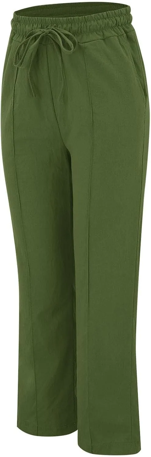 Petite Beach Pants for Women Comfortable Fit Solid Classic Friends' Gathering Big and Tall Linen Daily Outing Trendy Trousers