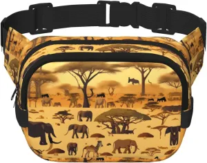 Phayah African Grassland Animals Waist Pack Bag,Fanny Pack For Men,Women, Workout Traveling Casual Running Hiking Cycling, Bum Bag