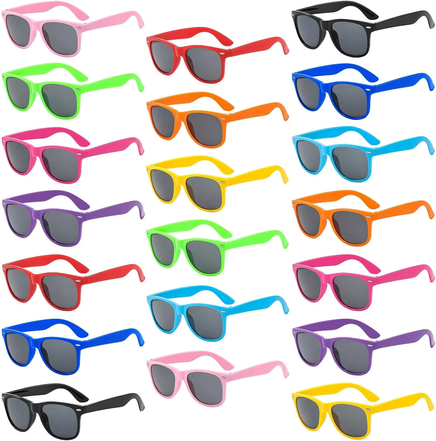 Pibupibu 10/20 Packs Adults Wholesale Neon Colors Square Retro Style Party Favors Sunglasses