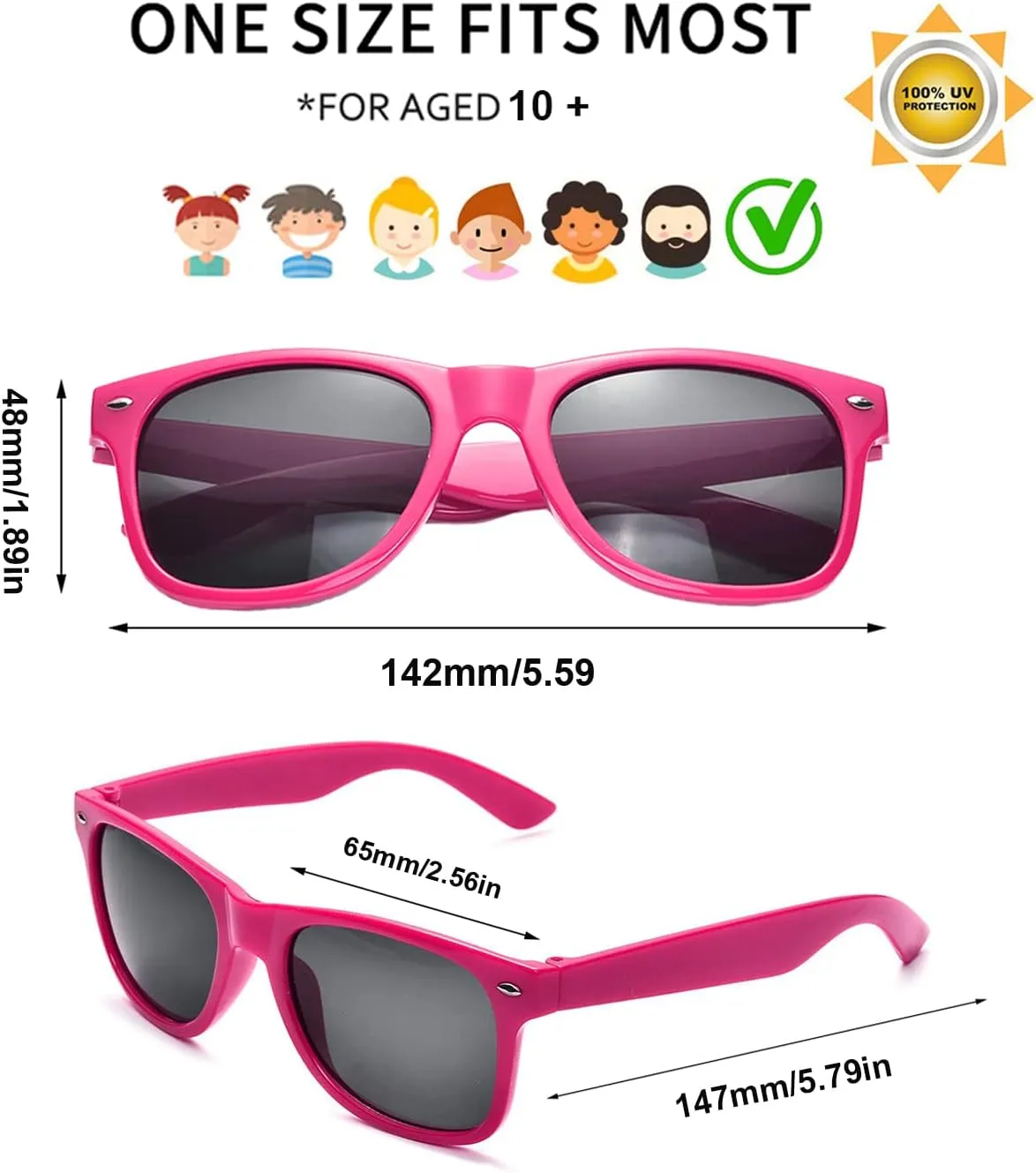 Pibupibu 10/20 Packs Adults Wholesale Neon Colors Square Retro Style Party Favors Sunglasses