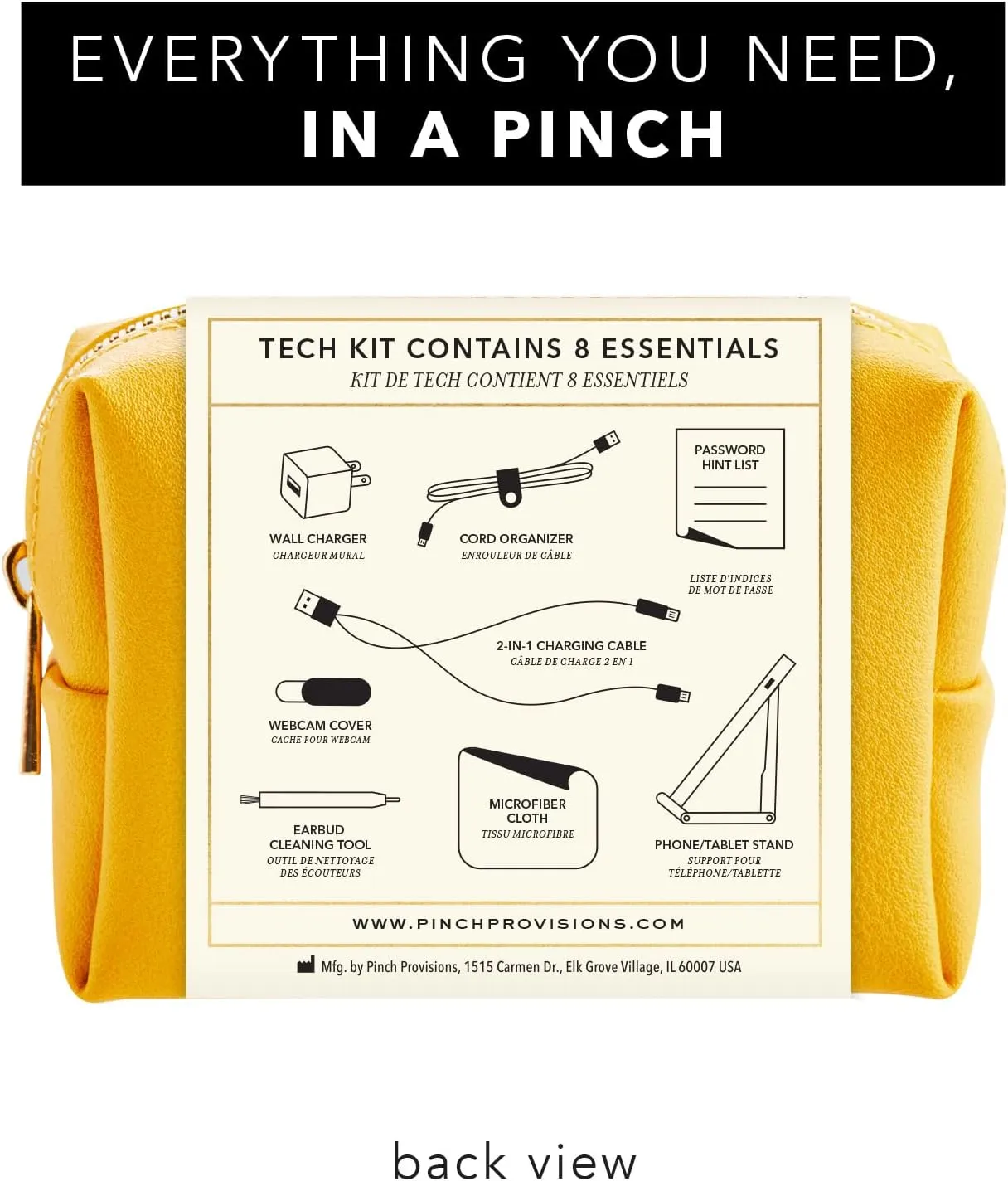 Pinch Provisions Mid-Size Tech Kit, Includes 8 Professional Technology Essentials, Perfect for Remote Work, Personal Office Accessories, & Gifting at Work (Mustard)