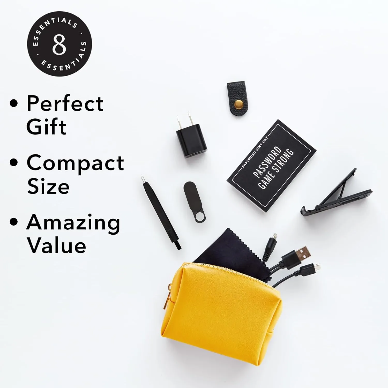 Pinch Provisions Mid-Size Tech Kit, Includes 8 Professional Technology Essentials, Perfect for Remote Work, Personal Office Accessories, & Gifting at Work (Mustard)