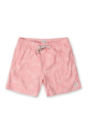Pink Embroidered Swimtrunk