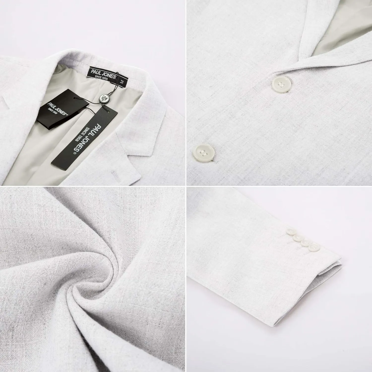 PJ Paul Jones Men's Slim Fit Lightweight Linen Jacket Tailored Blazer Sport Coat
