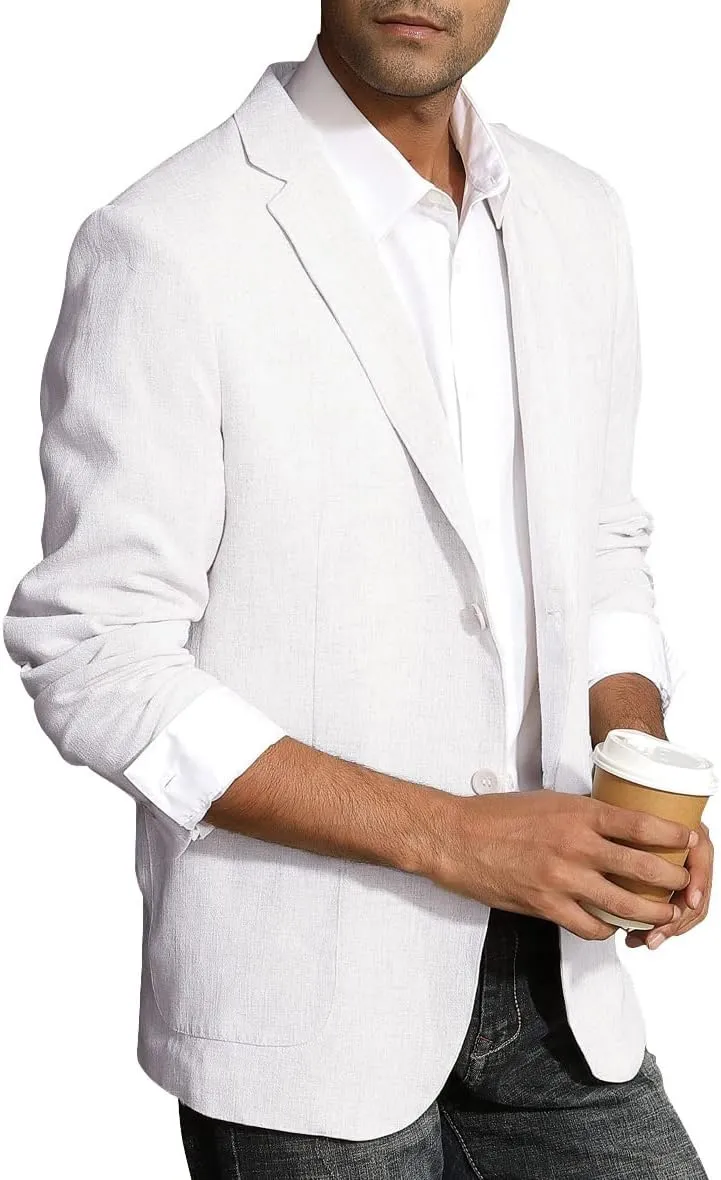 PJ Paul Jones Men's Slim Fit Lightweight Linen Jacket Tailored Blazer Sport Coat