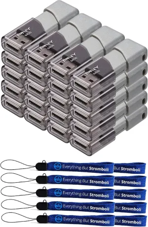 PNY 64GB USB 3.0 Flash Drive Turbo Attache 3 (20 Pack Bulk) Thumb Drives Bundle with (10) Everything But Stromboli Lanyard (P-FD64GTBOP-GE)