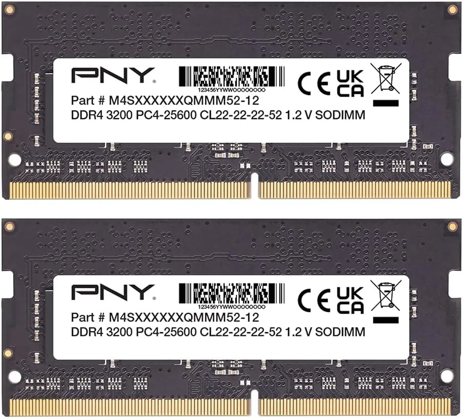 PNY Performance 16GB (2x8GB) DDR4 DRAM 3200MHz (PC4-25600) CL22 (Compatible with 2933MHz, 2666MHz, 2400MHz or 2133MHz) 1.2V Notebook/Laptop (SODIMM) Computer Memory Kit – MN16GK2D43200-TB