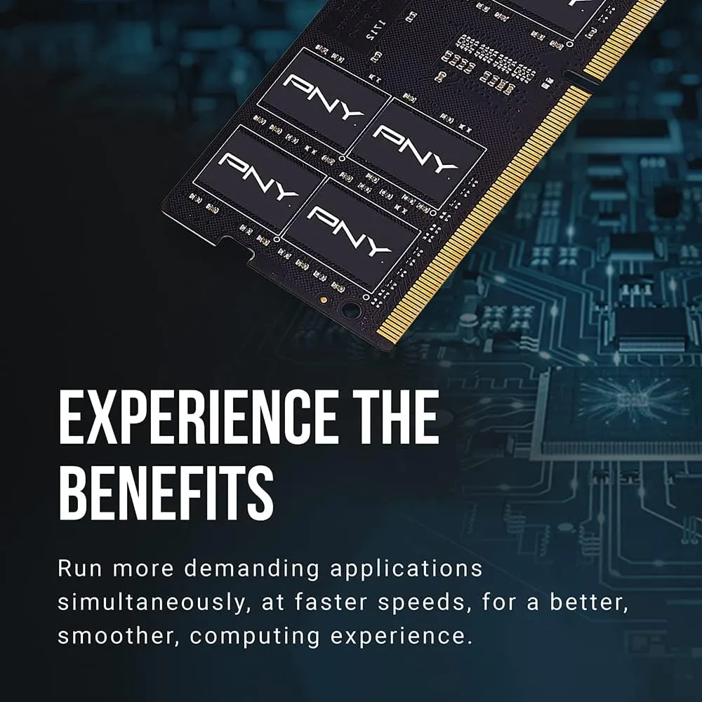 PNY Performance 16GB (2x8GB) DDR4 DRAM 3200MHz (PC4-25600) CL22 (Compatible with 2933MHz, 2666MHz, 2400MHz or 2133MHz) 1.2V Notebook/Laptop (SODIMM) Computer Memory Kit – MN16GK2D43200-TB