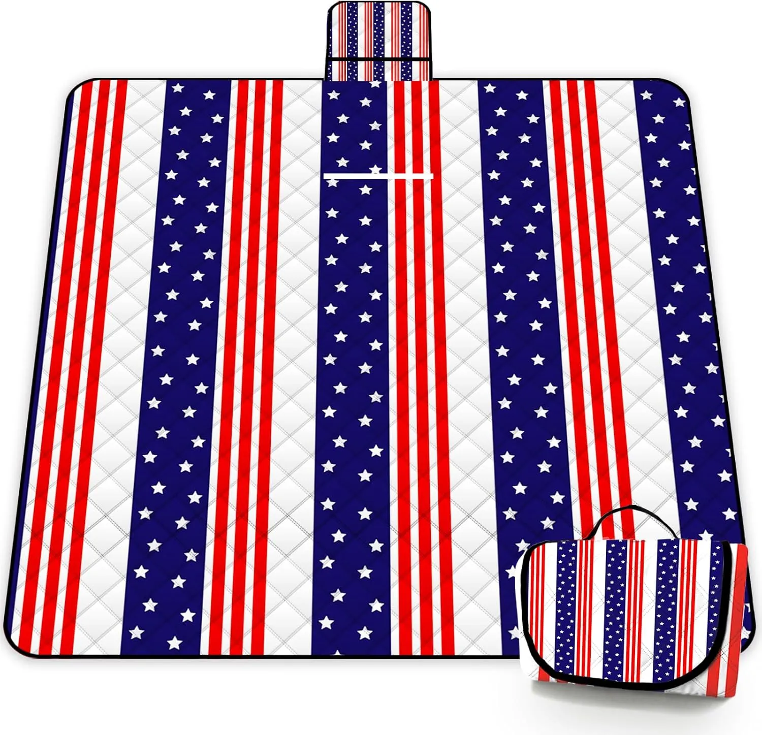 Poedist Extra Large Patriotic Picnic Blanket Waterproof,80"x 80"Foldable Machine Washable Beach Blanket,Outdoor Blanket for 6-8 Adults,Suitable for Indoor Crawling,Park Beach,Camping,Hiking,Family