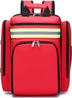 Portable First Aid Kit Bag, Emergency Trauma Backpack for Medical Supplies, Waterproof Oxford Cloth, Reflective Design for Flood Prevention, Hiking, Travel (Red)(Red)
