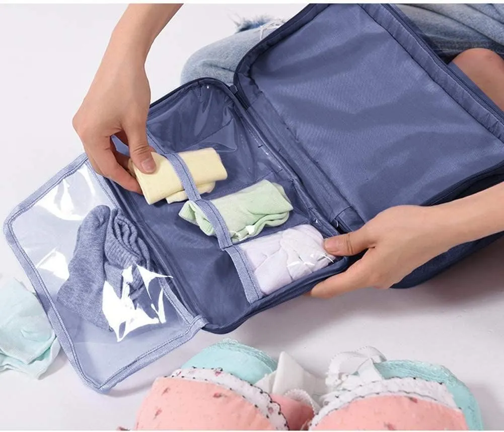 Portable Waterproof Underwear Storage Bag Travel Bra Organizer Lingerie Socks Toiletry Bag Layer Cosmetic Pouch for Women Men