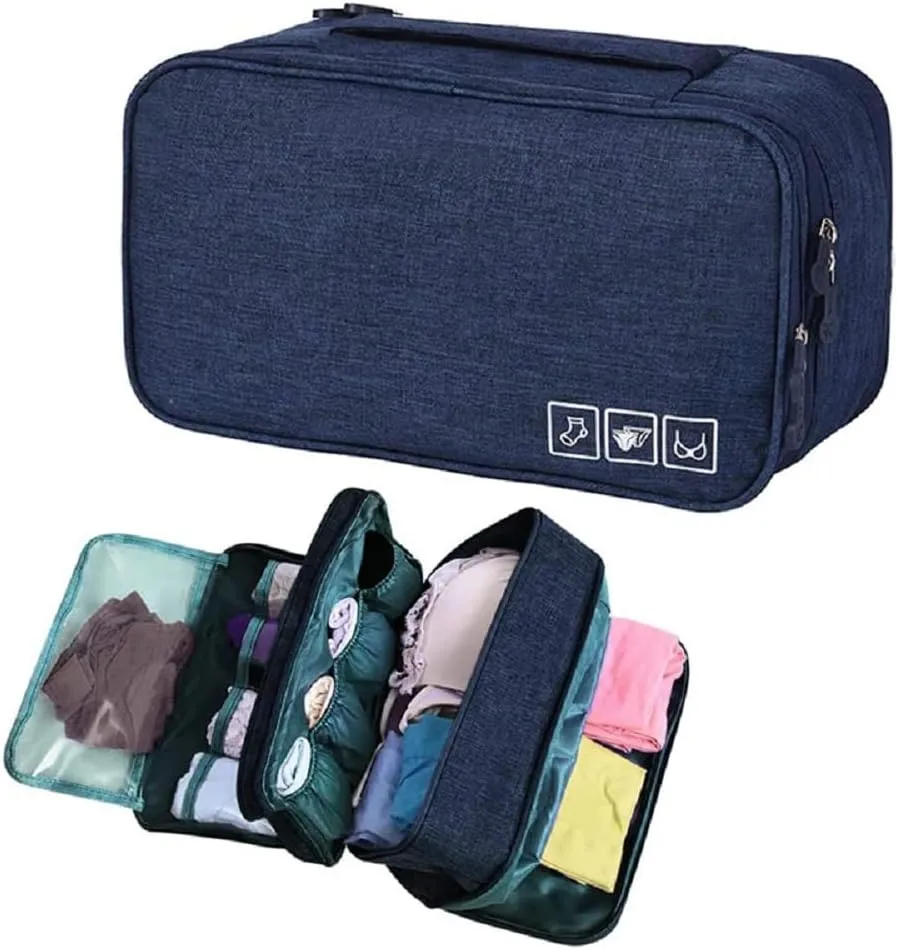 Portable Waterproof Underwear Storage Bag Travel Bra Organizer Lingerie Socks Toiletry Bag Layer Cosmetic Pouch for Women Men