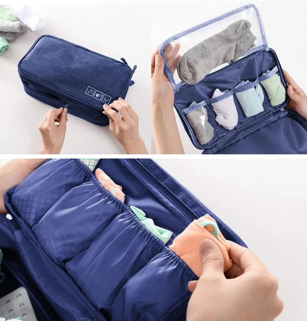 Portable Waterproof Underwear Storage Bag Travel Bra Organizer Lingerie Socks Toiletry Bag Layer Cosmetic Pouch for Women Men