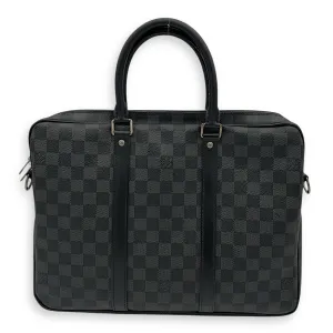 Porte Document Top Handle Bag Graphite in Coated Canvas, Silver hardware
