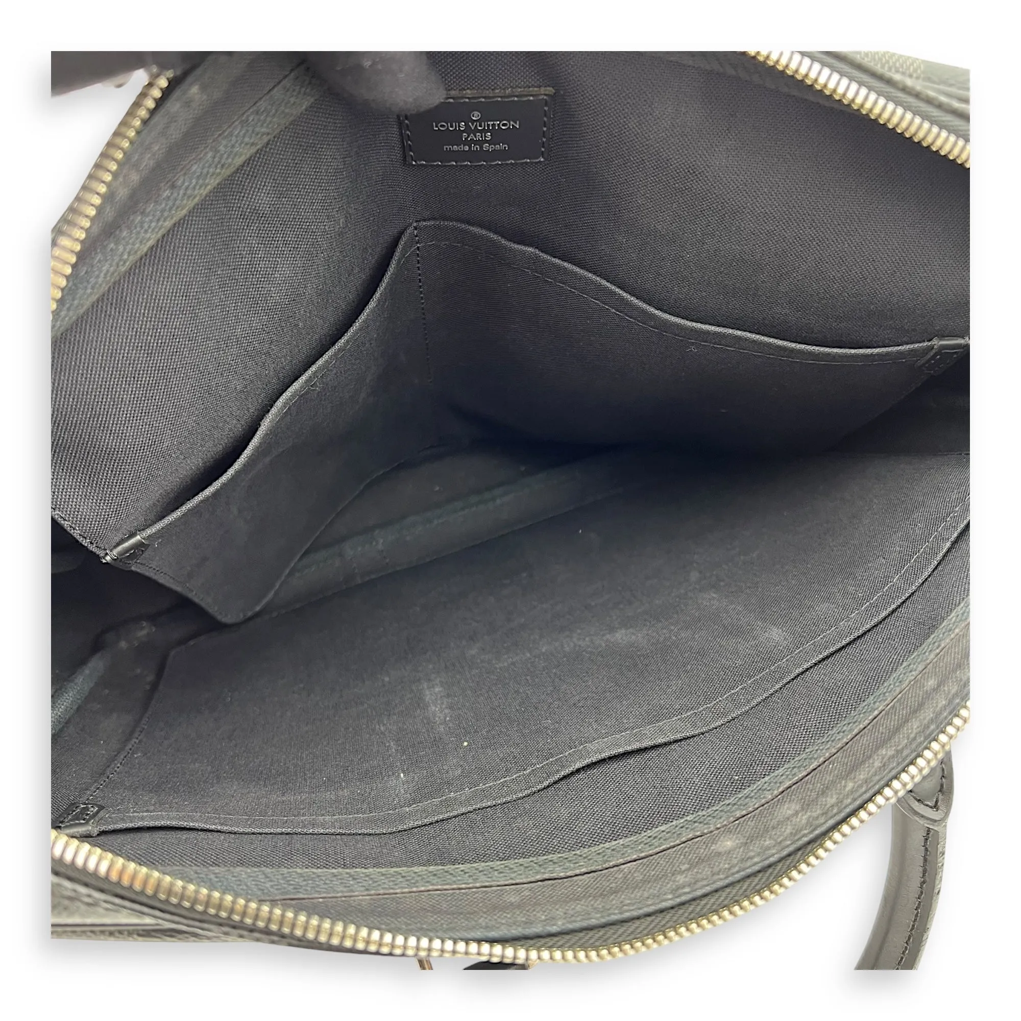 Porte Document Top Handle Bag Graphite in Coated Canvas, Silver hardware