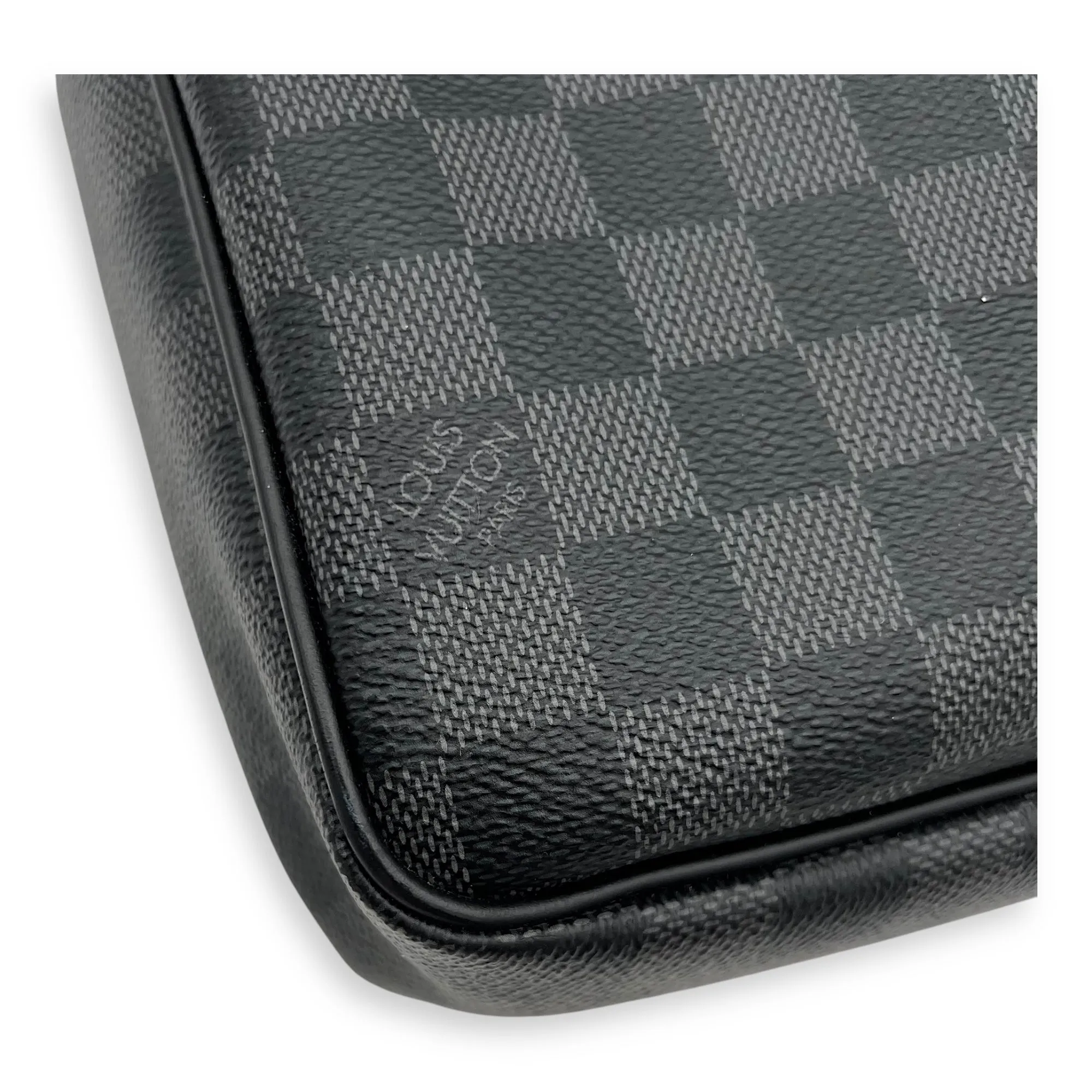 Porte Document Top Handle Bag Graphite in Coated Canvas, Silver hardware