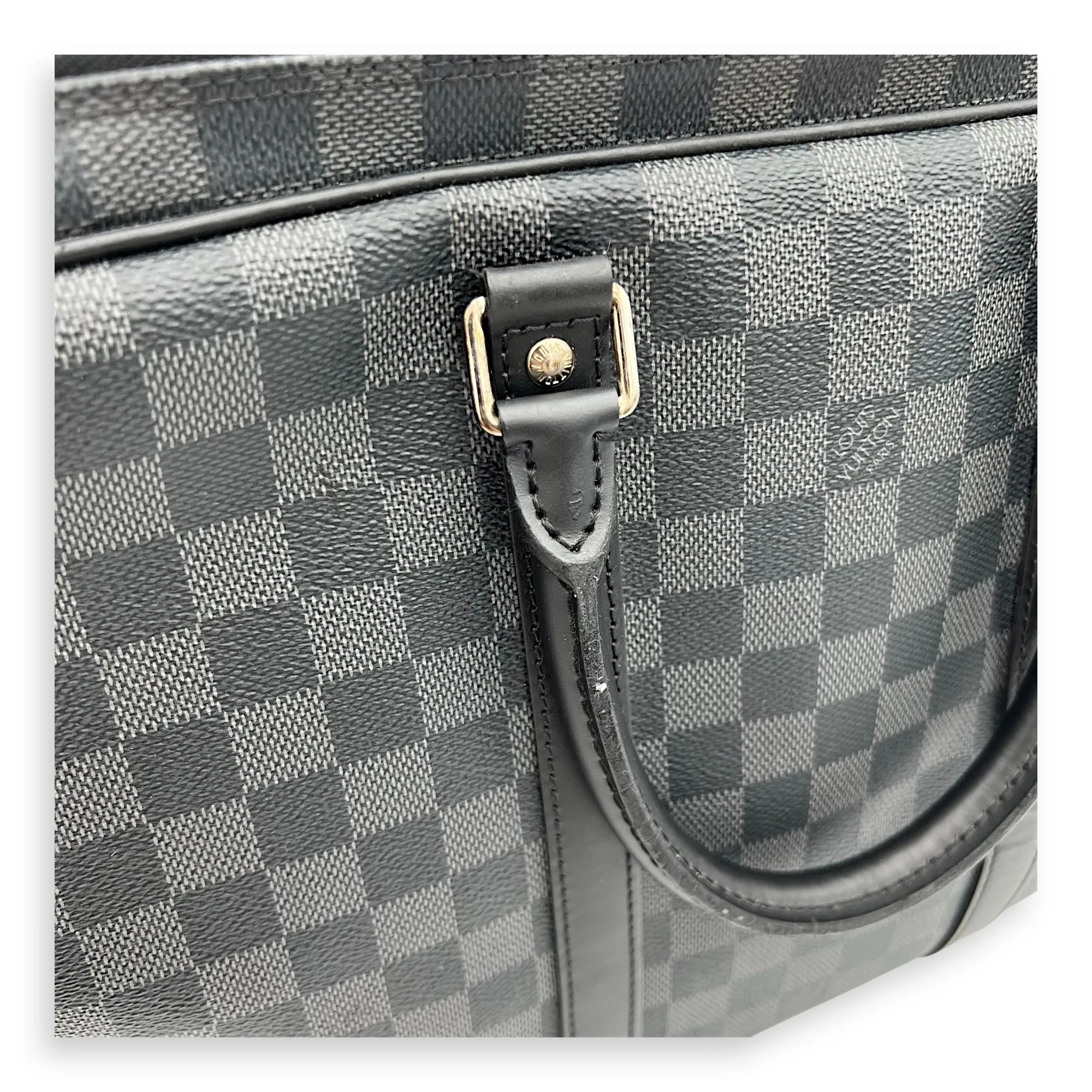 Porte Document Top Handle Bag Graphite in Coated Canvas, Silver hardware