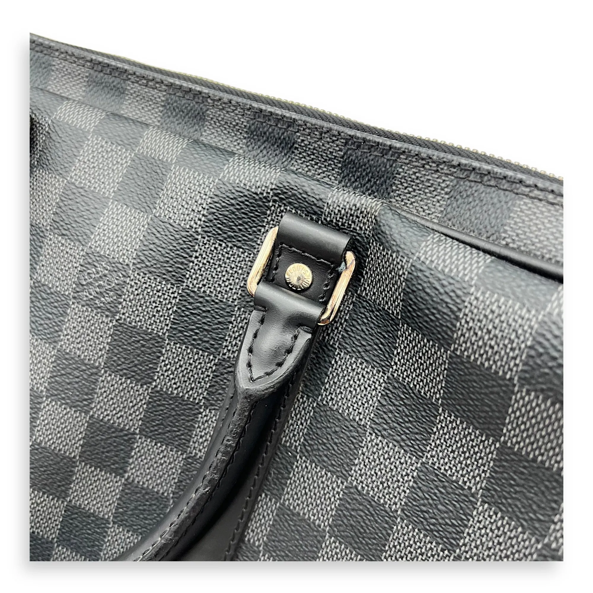 Porte Document Top Handle Bag Graphite in Coated Canvas, Silver hardware