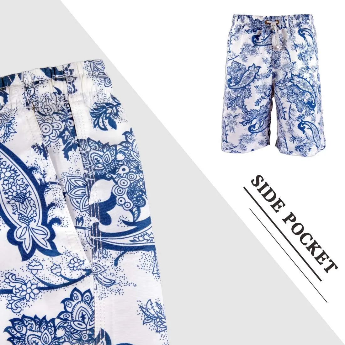 PREFER TO LIFE Men's Board Shorts, Quick Dry Swimwear Beach Holiday Party Bermuda Swim Big Pants …