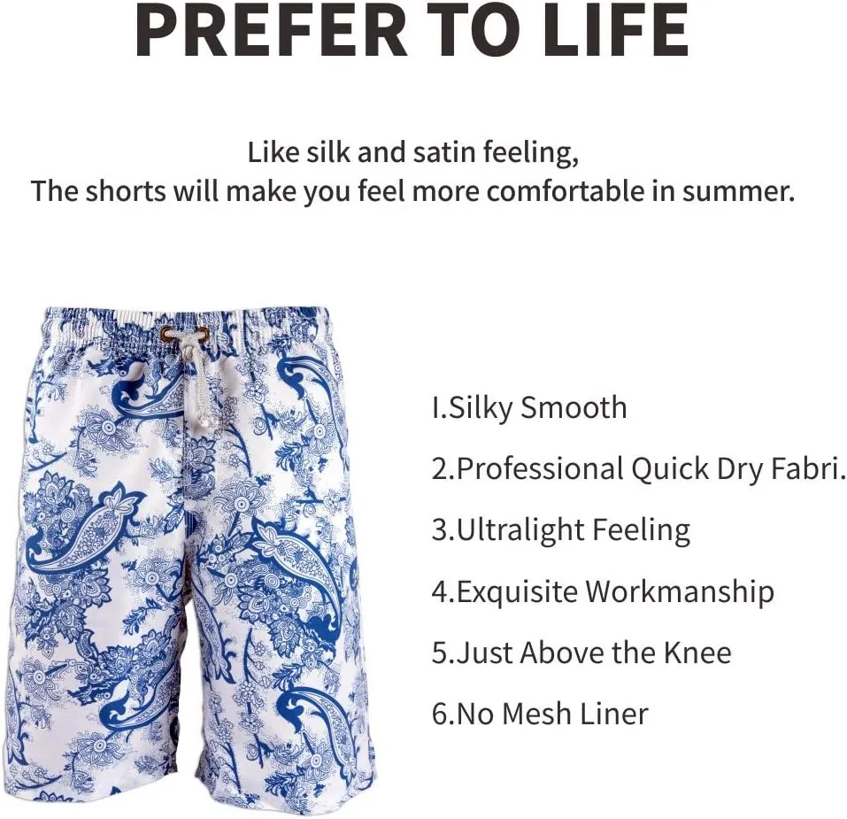 PREFER TO LIFE Men's Board Shorts, Quick Dry Swimwear Beach Holiday Party Bermuda Swim Big Pants …