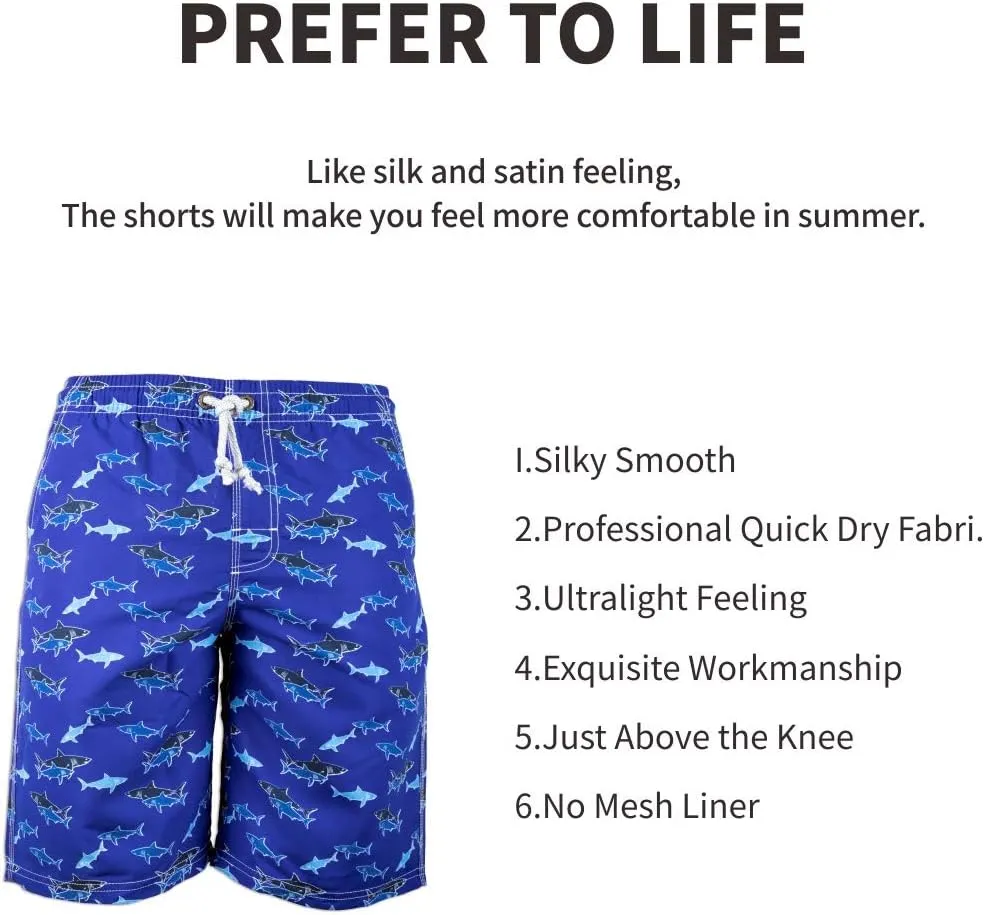 PREFER TO LIFE Men's Board Shorts, Quick Dry Swimwear Beach Holiday Party Bermuda Swim Big Pants …